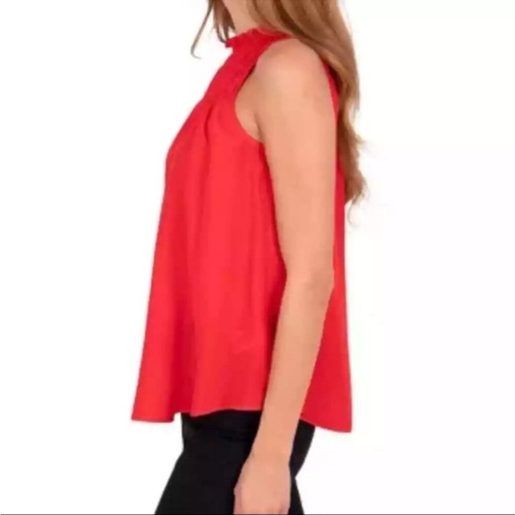 Joie Red Gathered Ruffle Neck Holiday Blouse - Picture 9 of 9